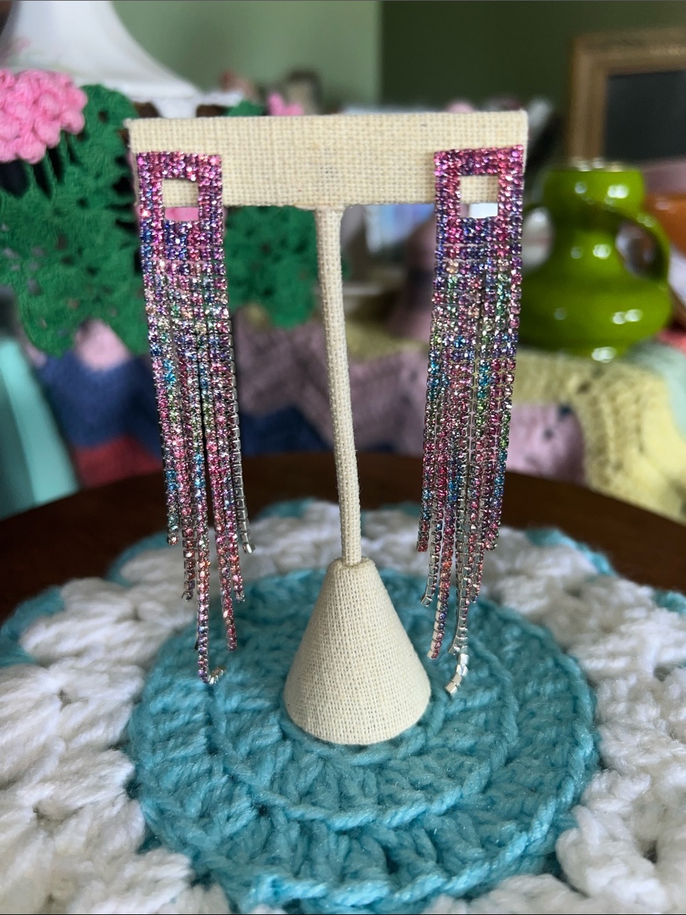 Sparkling Multi-Color Fringe Drop Earrings